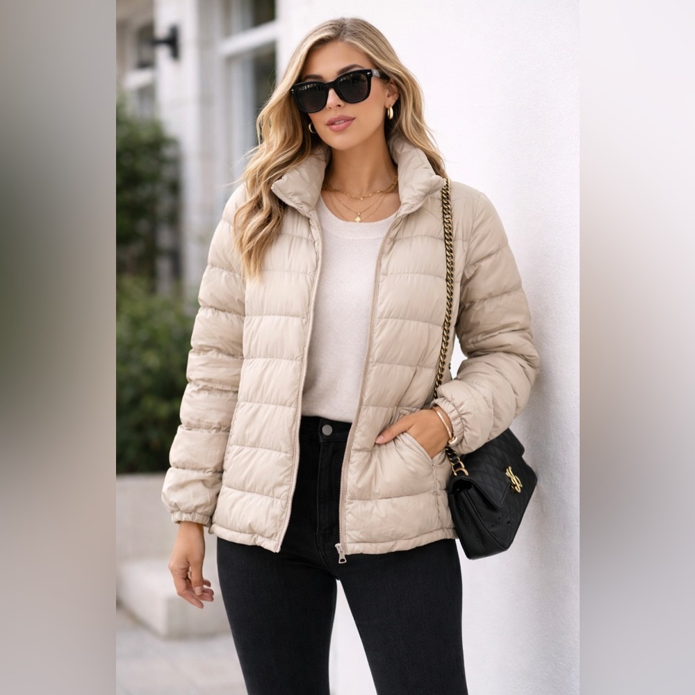 Uniqlo Ultra Light Down Puffer Jacket -Beige/Tan - Lightweight & Packable